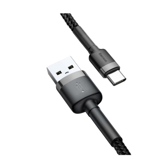 Baseus CATKLF-AG1 Cafule USB-A to USB-C Cable – 0.5m, 3A, 480Mbps, Nylon, Black
