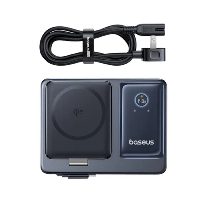 Baseus P10170902123-00 Nomos 5-in-1 Charging Hub – Qi2 15W, 2×USB-C 140W, USB-A 15W, Retractable