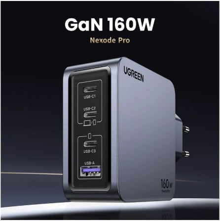 Ugreen Nexode Pro 25877 – GaN Charger 160W, 3×USB-C + 1×USB-A, PD 3.1, Space Gray