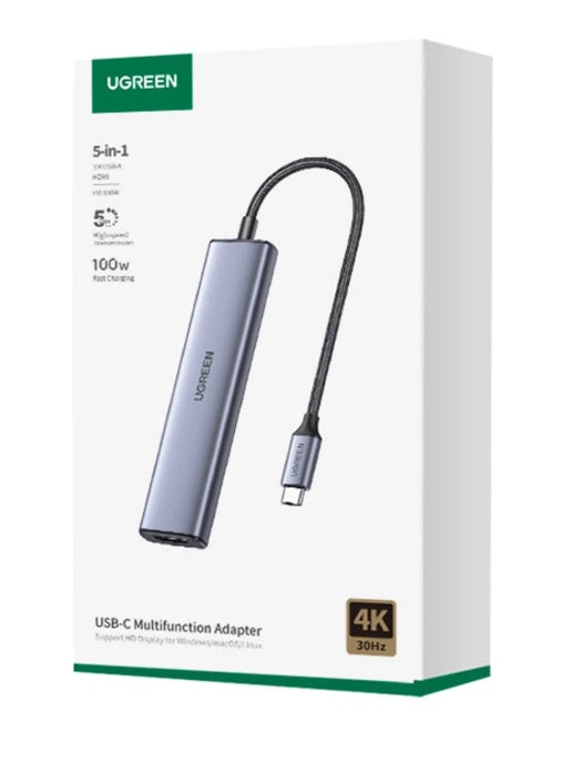 Ugreen Revodok CM478 15495 – 5-in-1 USB-C Hub, HDMI 4K/30Hz, 100W PD, USB-A 3.0