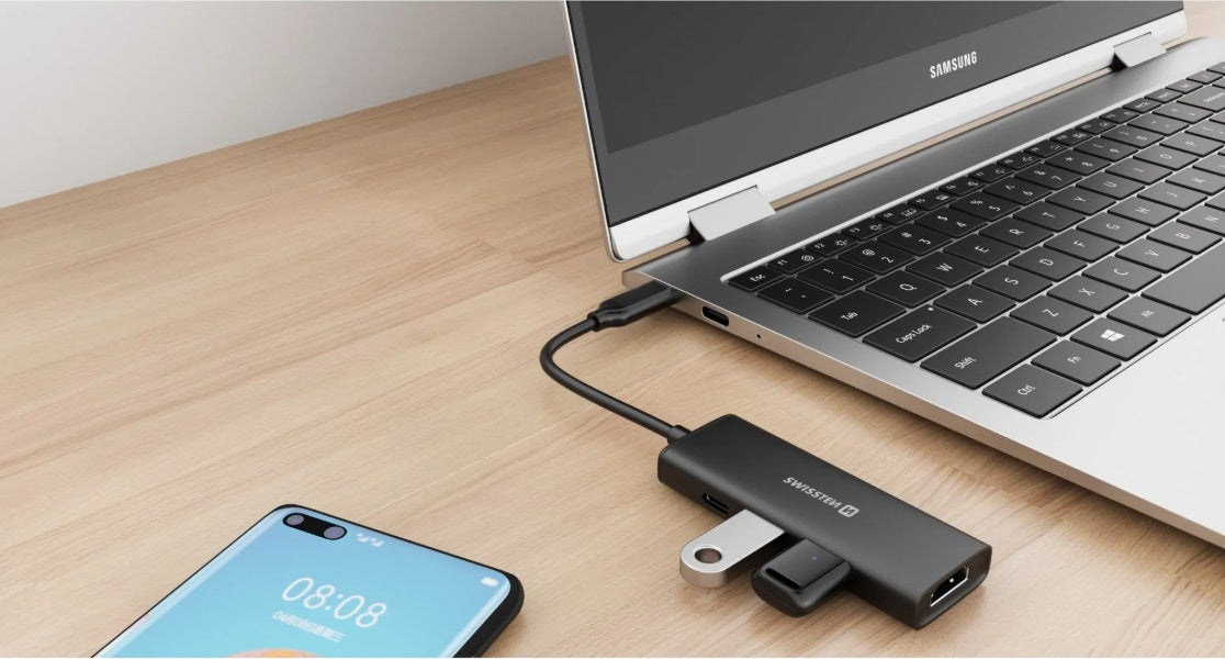 Swissten 44040201 4-in-1 USB-C Hub – HDMI 4K, USB 3.0, USB 2.0 & 100W PD