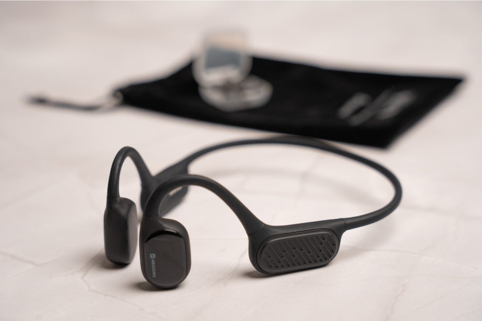 Swissten 51107092 Bone Conduction Headphones – Bluetooth 5.3, 32GB MP3 & Handsfree, Black