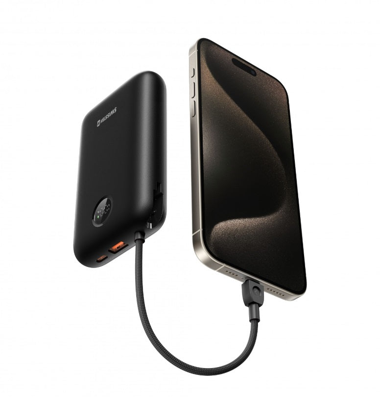 Swissten 22013938 Voltbox 30000 Power Bank – 30,000mAh, 35W PD & Built-in USB-C/Lightning Cables