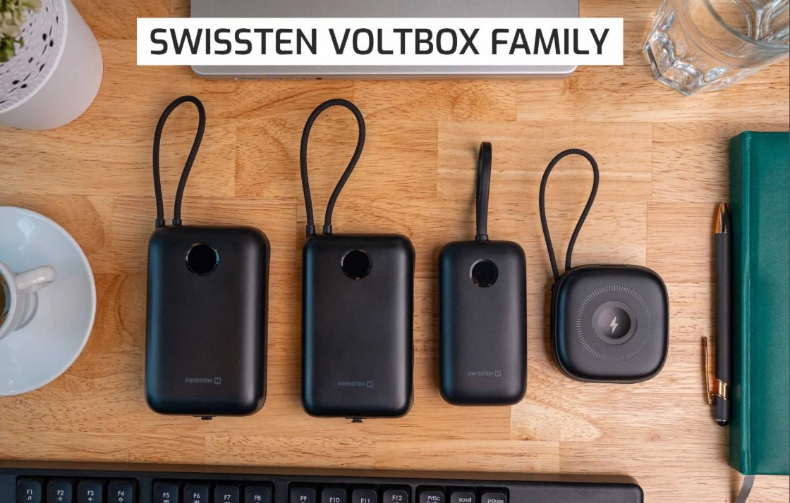 Swissten 22013935 Voltbox MagGo Power Bank – 10,000mAh, Qi2 15W MagSafe & Apple Watch + 2 Built-in Cables