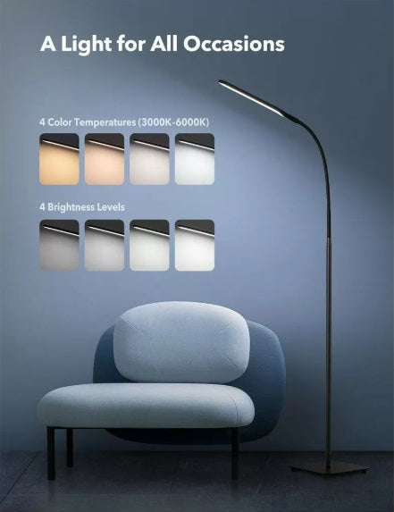 TaoTronics TT-DL072 LED Floor Lamp – 10W, 4 Color Modes, 4 Levels, Touch, 176cm, Black