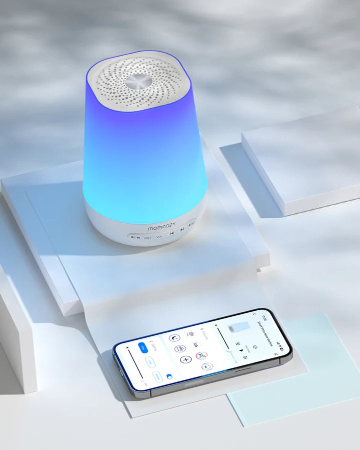 Momcozy Smart Baby Sound Machine – 34 Sounds, RGB Night Light & App Control