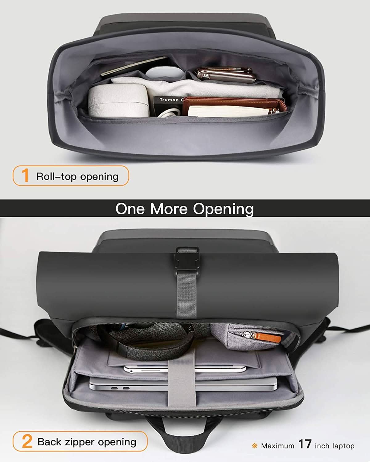 Inateck BP01003-G Αδιάβροχο Σακίδιο Roll-Top – 25–30 L, Θήκη Laptop 15,6", Γκρι