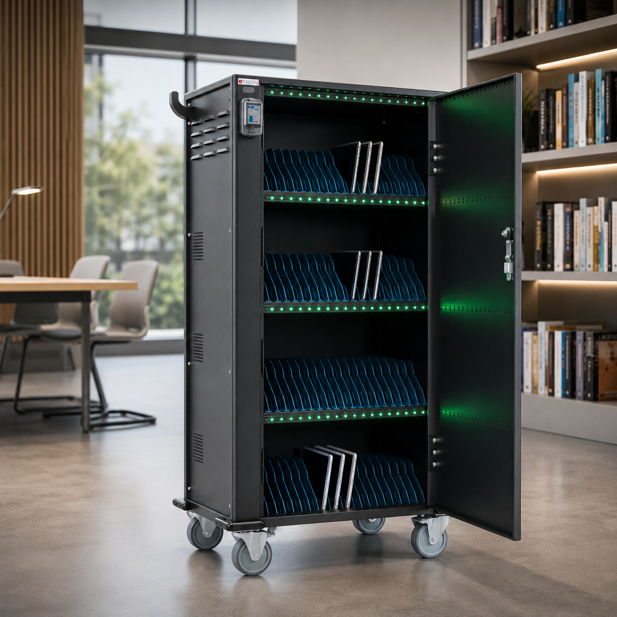 Techly I-CABINET-80DUTY Τρόλεϊ Φόρτισης USB – 80 Συσκευών, Κλειδωνόμενο & Τροχήλατο