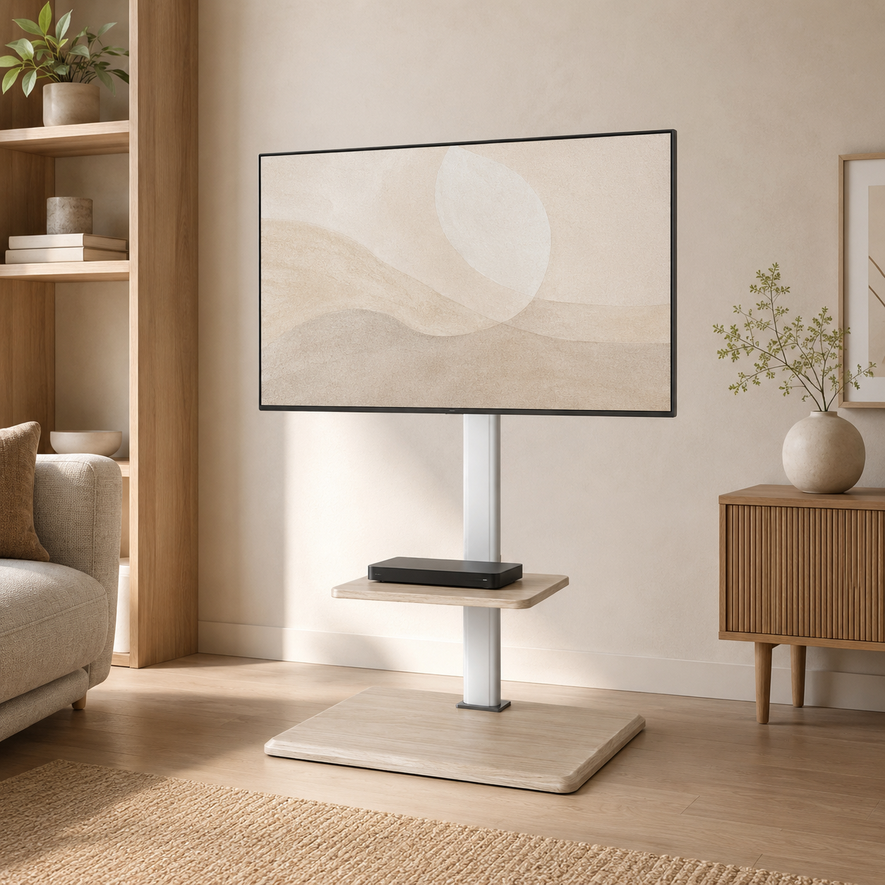 Techly ICA-TR59 Επιδαπέδια Βάση TV 32-70" – Ράφι AV, Αντιολισθητικά & 40kg