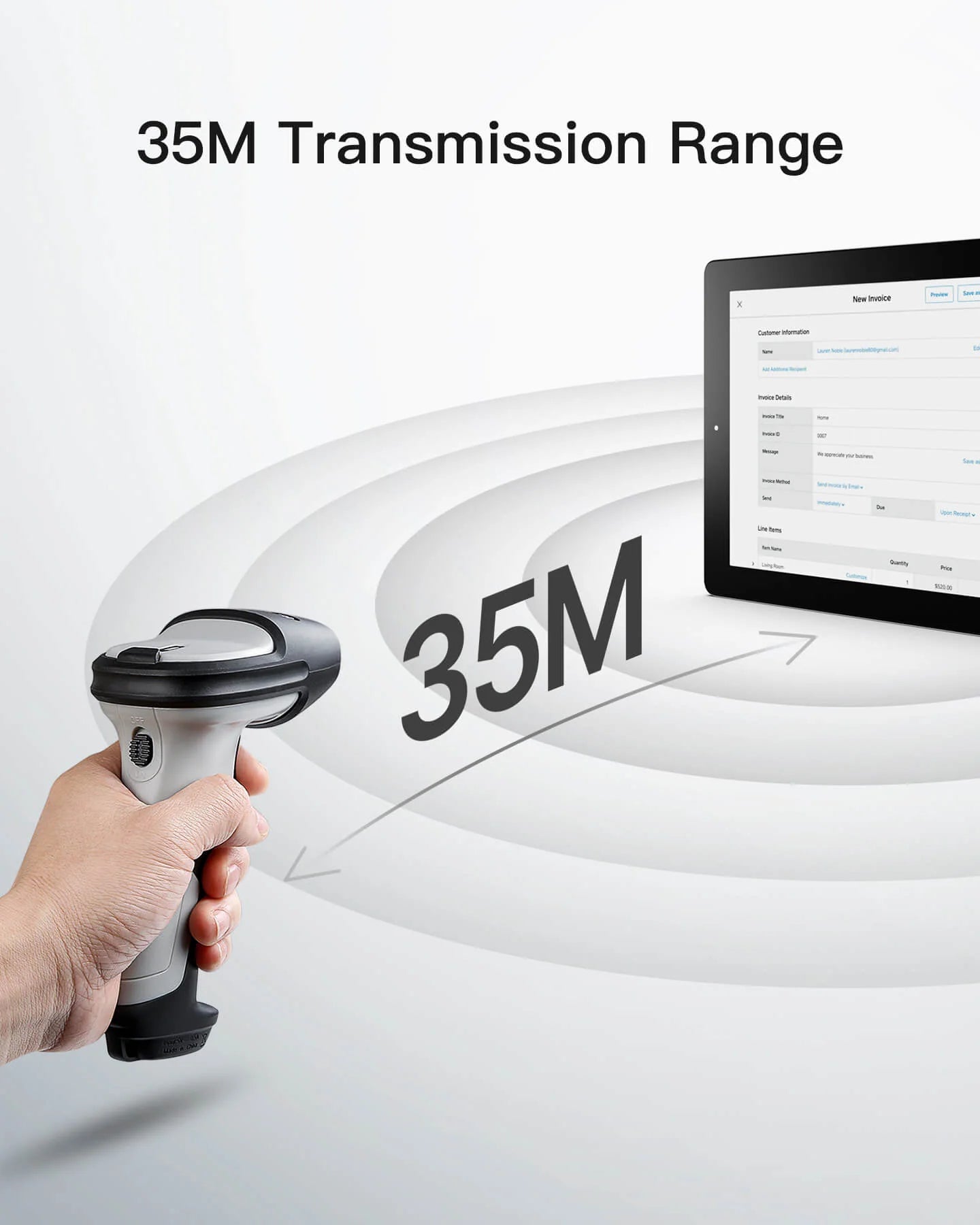 Inateck BCST-70 Bluetooth Laser Σαρωτής Barcode – 35 μ, 2600 mAh & 220/s