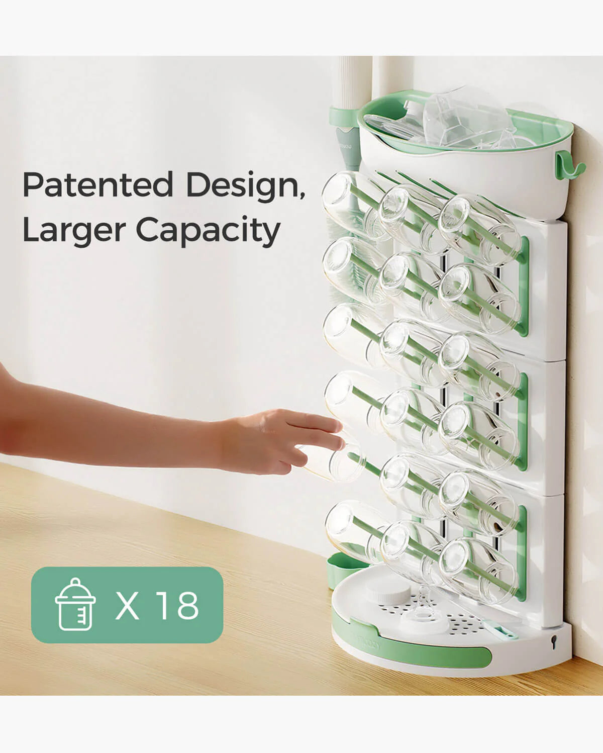 Momcozy DIY Baby Bottle Drying Rack – 18-Bottle Capacity, Adjustable & BPA-Free