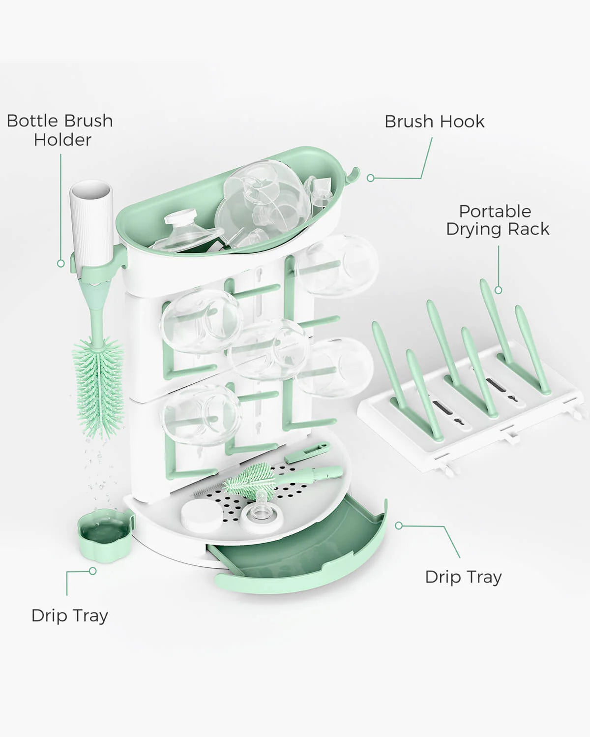 Momcozy DIY Baby Bottle Drying Rack – 18-Bottle Capacity, Adjustable & BPA-Free