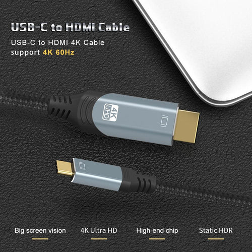Καλώδιο NÖRDIC USB-C σε HDMI 3μ. – 4K@60Hz, Πλεξίδα Νάιλον, HDCP 2.2 & Αγνός Χαλκός