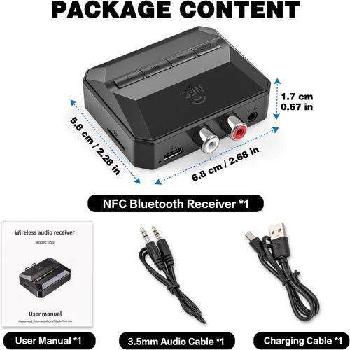 Δέκτης Ήχου Bluetooth 5.3 NÖRDIC – RCA & AUX 3,5mm, NFC Pairing & Αναπαραγωγή microSD