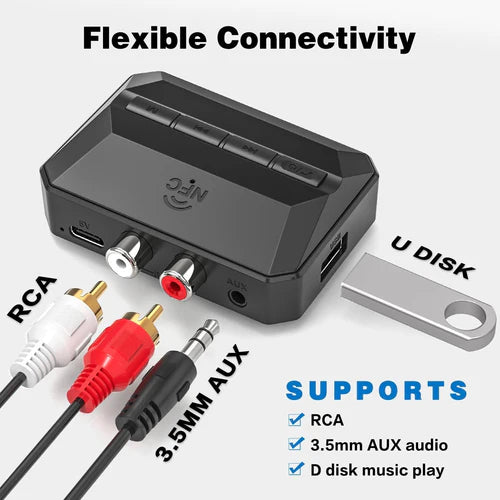 Δέκτης Ήχου Bluetooth 5.3 NÖRDIC – RCA & AUX 3,5mm, NFC Pairing & Αναπαραγωγή microSD