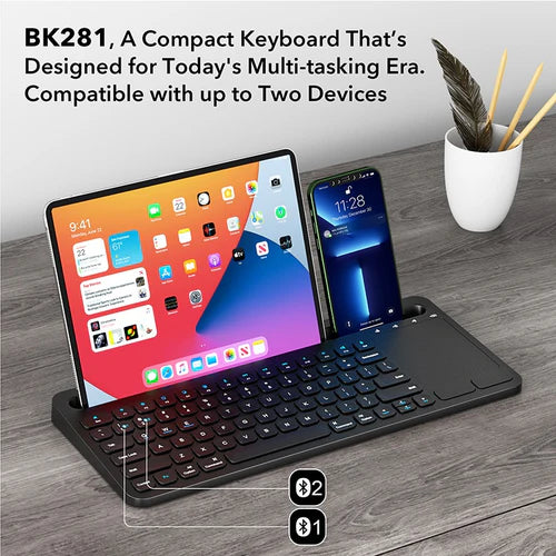 Πληκτρολόγιο Bluetooth NÖRDIC με Touchpad – 78 Πλήκτρα, Διάταξη US, Επαναφορτιζόμενο