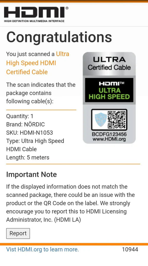 NÖRDIC Certified 1.5m HDMI 2.1 Cable – 48 Gbps, 8K@60Hz, 4K@144Hz & eARC with VRR