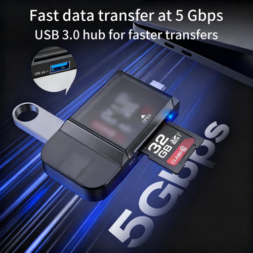 Αναγνώστης Καρτών NÖRDIC USB-C & USB-A – Διπλή Υποδοχή SD & Micro SD UHS-I, USB 3.0