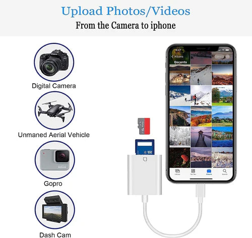 NÖRDIC Lightning SD Card Reader – UHS-I 104 MB/s for iPhone & iPad, Plug & Play Metal