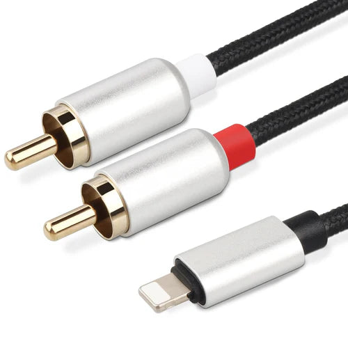 NÖRDIC Lightning to RCA Audio Cable – 1.2 m Stereo L/R, Not MFi & Plug & Play