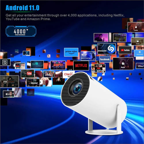 NÖRDIC Mini Portable Projector – 720p HD, Android 11, Wi-Fi 6 & Bluetooth 5.0