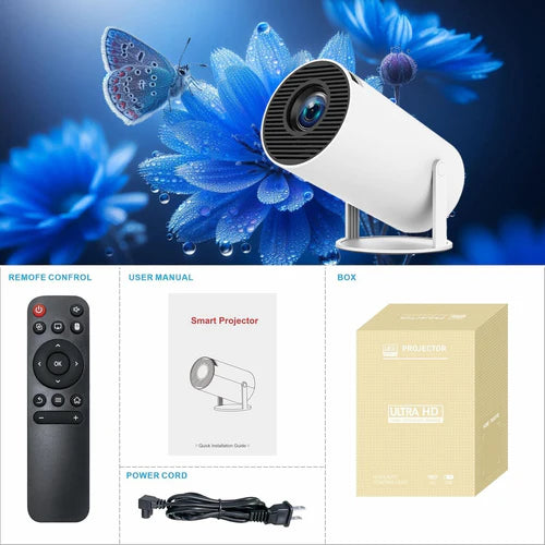 NÖRDIC Mini Portable Projector – 720p HD, Android 11, Wi-Fi 6 & Bluetooth 5.0