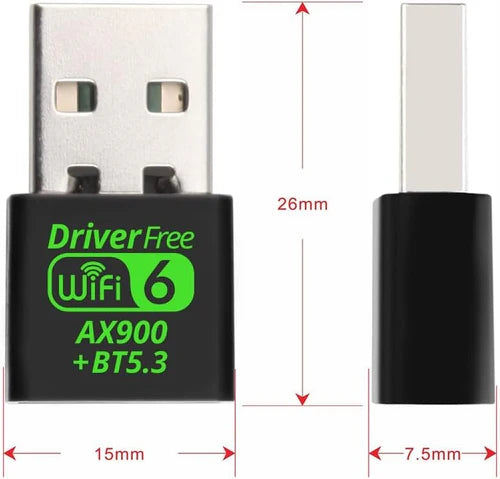 NÖRDIC USB 2.0 Wi-Fi 6 + Bluetooth 5.3 Dual-Band Adapter – 600 Mbps, 2.4 & 5 GHz