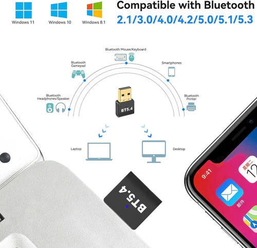 Dongle Bluetooth 5.4 USB-A NÖRDIC – Ασύρματος Αντάπτορας Plug & Play για PC, Mac & Linux