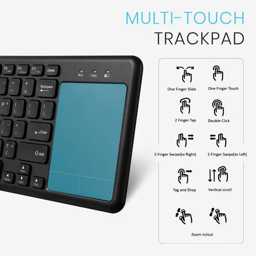 NÖRDIC Wireless 2.4G Keyboard with Touchpad – 78 Keys, US Layout & USB-A Receiver