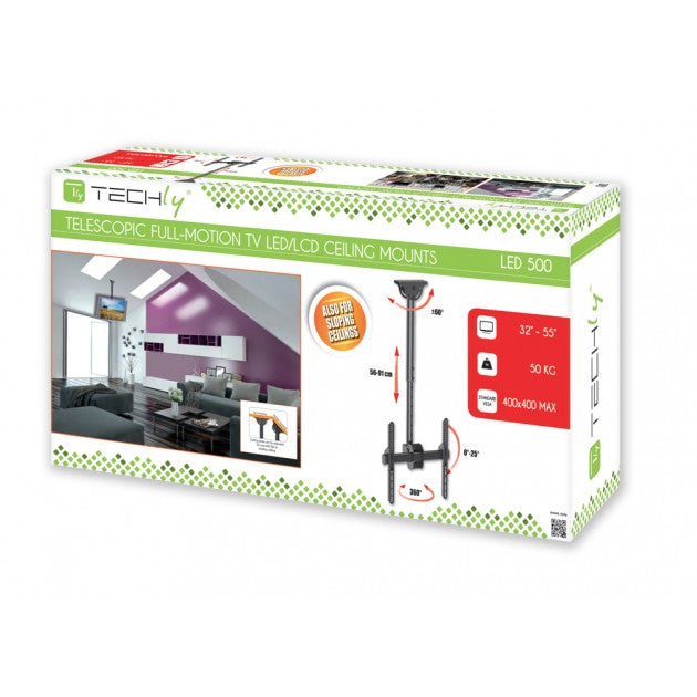 Techly ICA-CPLB 944S Telescopic Ceiling TV Mount 32-55" - view 5