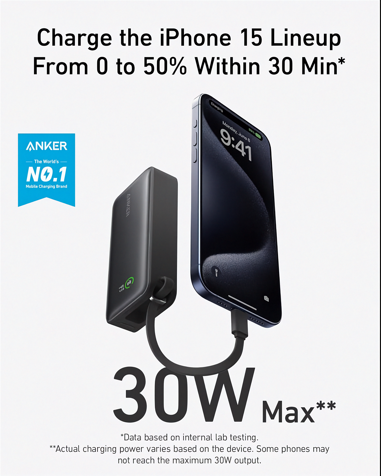Anker A1259G11 Nano PowerCore 10K – 30W USB-C, Ενσωματωμένο Καλώδιο & 10.000mAh, Μαύρο