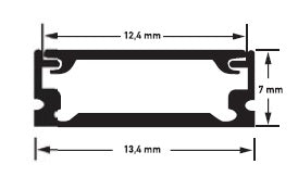 Προφίλ Αλουμινίου LED Mini Εξωτερικό – 2 m, Κανάλι 13.4×7 mm & Οπάλ Κάλυμμα 12.4 mm