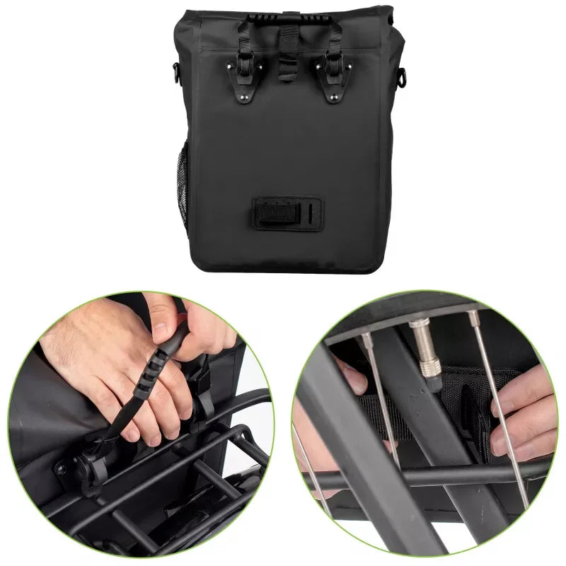 Bike Pannier Rack Bag 20L PVC Black Hook Mount VA0444B VAYOX - view 8