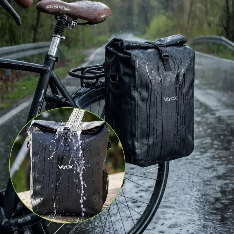 Bike Pannier Rack Bag 20L PVC Black Hook Mount VA0444B VAYOX - view 9