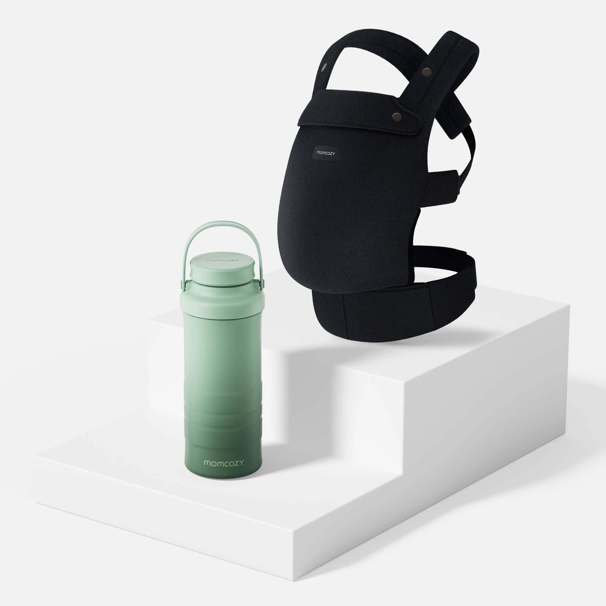 Momcozy PureHug Baby Carrier + Breast Milk Cooler Outing Bundle — Momcozy bundle on light grey background