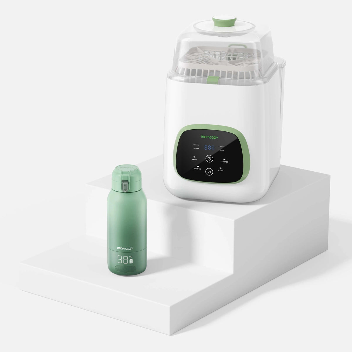Momcozy KleanPal Pro Bottle Washer + Portable Bottle Warmer Bundle — Momcozy bundle on light grey background
