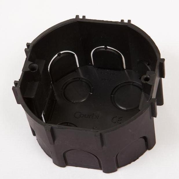 Κουτί Μονού Διακόπτη Τοιχοποιίας Courbi Φ70×40 mm – IP20, Συνδυαζόμενο & Μαύρο