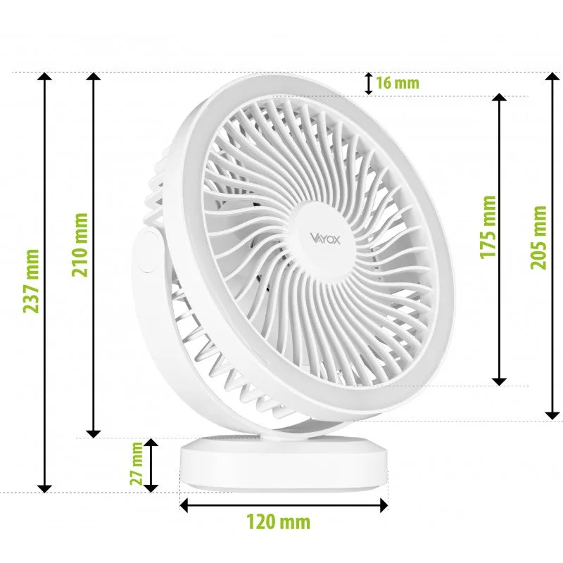 Desk Fan with Battery and 48xSMD Light White VA0338W VAYOX - view 13
