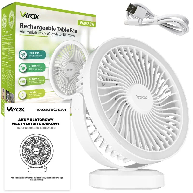 Desk Fan with Battery and 48xSMD Light White VA0338W VAYOX - view 15
