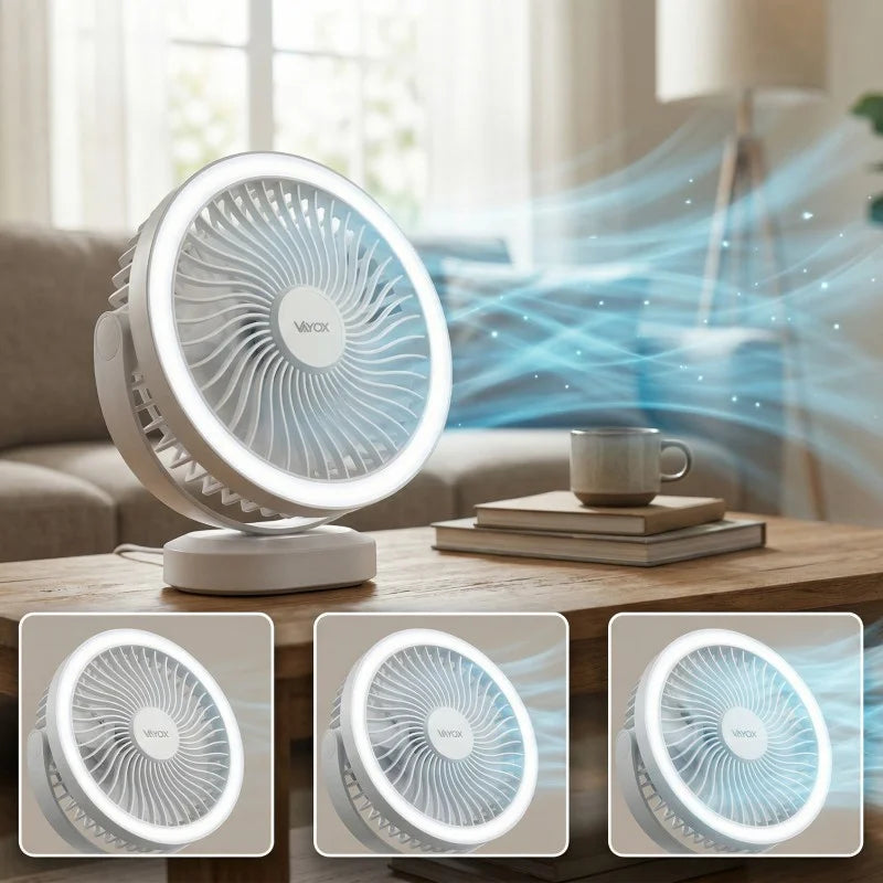 Desk Fan with Battery and 48xSMD Light White VA0338W VAYOX - view 2