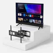 Τηλεόραση TELE System SONIC43FL4KSMV13 43" + Βάση Τοίχου Techly Full-Motion – Πακέτο — τηλεόραση και βάση τοίχου σε ανοιχτό γκρι φόντο