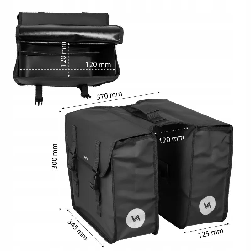 Double Bike Pannier Rack Bag PVC Black 29L VA0447 VAYOX - view 13