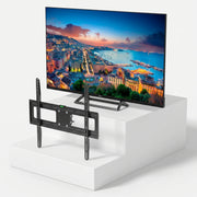 Τηλεόραση TELE System PALCO32 FL13 32" + Δωρεάν Βάση Τοίχου Unitronic Full-Motion Διπλού Βραχίονα — τηλεόραση και βάση τοίχου σε ανοιχτό γκρι φόντο