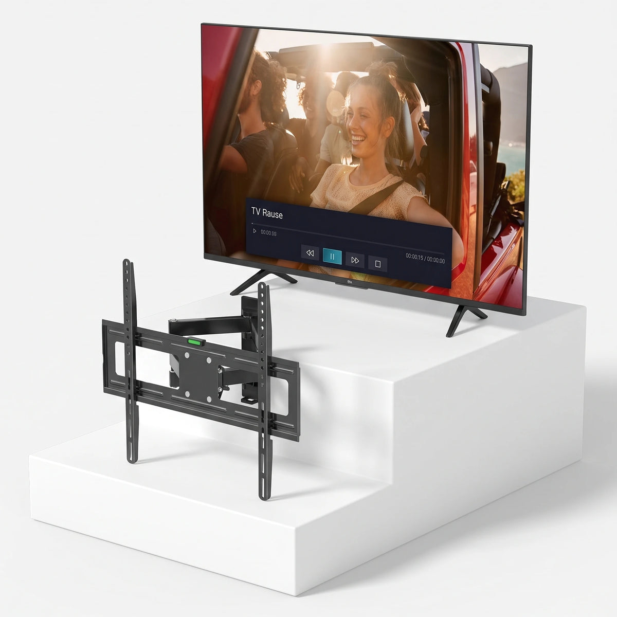 TELE System TS50FL4KSMV13 50" TV + Free Unitronic Wall Mount — TV and wall mount on light grey background