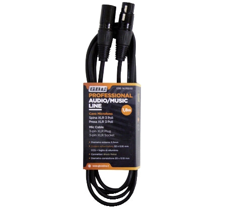 Επέκταση XLR GBC 14.1702.02 1.8 m – 3-Pin Αρσενικό/Θηλυκό, Διπλή Θωράκιση & Επίχρυσο
