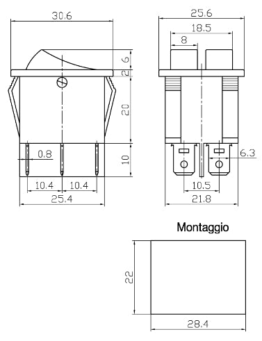 GBC 24.2550.10 Διπλός Διακόπτης Rocker ON-OFF-ON – 6 Επαφές & 15A