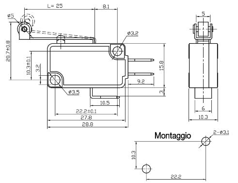 GBC 24.2866.25 Διακόπτης Ορίου Microswitch – Λαμάκι, 16A 250Vac & Faston 6.3mm
