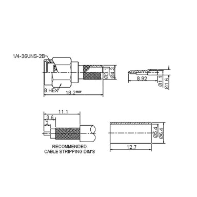 GBC 30.3005.00 SMA Male Crimp Connector for RG58 – 50 Ohm, Gilded Brass & PTFE Dielectric