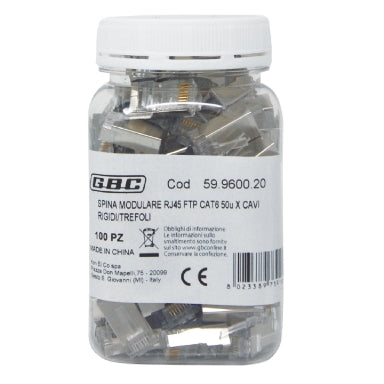 GBC 59.9600.20 RJ45 FTP Cat6 Network Plug 10-Pack – 8P8C, 50µ Gold Plating & Round Cable