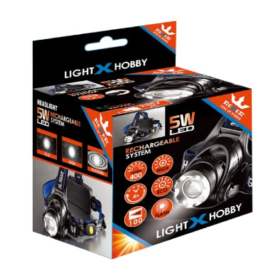Rexer RX1010 Rechargeable LED Headlamp 5W – 400 lm, 6000K & Zoom Focus